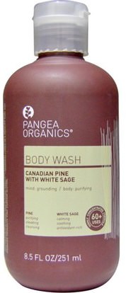 Pangea Organics, Body Wash, Canadian Pine with White Sage, 8.5 fl oz (251 ml) ,حمام، الجمال، هلام الاستحمام