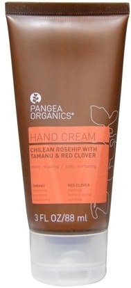 Pangea Organics, Hand Cream, Chilean Rosehip with Tamanu & Red Clover, 3 fl oz (88 ml) ,حمام، الجمال، كريمات اليد