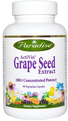 Paradise Herbs, ActiVin, Grape Seed Extract, 90 Veggie Caps ,المكملات الغذائية، مضادات الأكسدة، استخراج بذور العنب