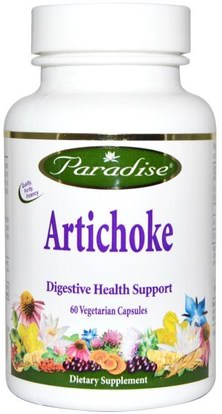 Paradise Herbs, Artichoke, 60 Veggie Caps ,الصحة، دعم الكوليسترول، الخرشوف، الهضم، المعدة