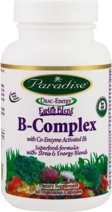 Paradise Herbs, B-Complex with Co-Enzyme Activated Bs, 60 Vegetarian Capsules ,الفيتامينات، فيتامين ب المعقدة