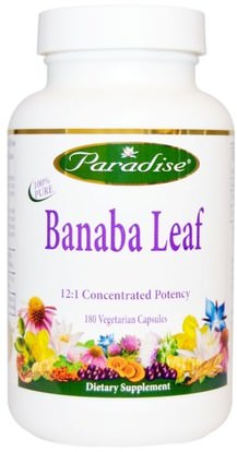 Paradise Herbs, Banaba Leaf, 180 Veggie Caps ,الأعشاب، بانابا، تصفح كتابا