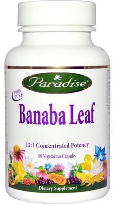 Paradise Herbs, Banaba Leaf, 60 Veggie Caps ,الأعشاب، ورقة بانابا، وفقدان الوزن، والنظام الغذائي