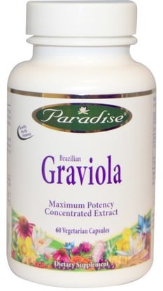 Paradise Herbs, Brazilian Graviola, 60 Veggie Caps ,الصحة، الدعم المناعي، غرافيولا