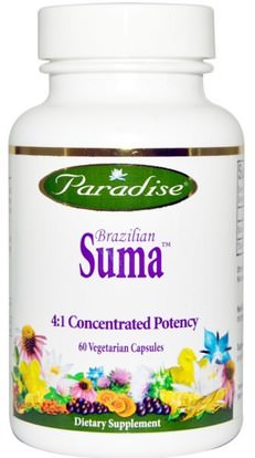 Paradise Herbs, Brazilian Suma, 60 Veggie Caps ,والصحة، والطاقة، والانفلونزا الباردة والفيروسية، سوما (الجينسنغ البرازيلي)