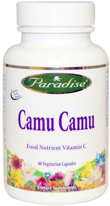 Paradise Herbs, Camu Camu, 60 Veggie Caps ,المكملات الغذائية، مضادات الأكسدة، كامو كامو - فيتامين ج الطبيعي