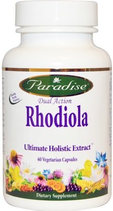 Paradise Herbs, Dual Action Rhodiola, 60 Veggie Caps ,المكملات الغذائية، أدابتوغين، والطاقة