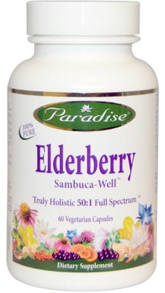 Paradise Herbs, Elderberry, 60 Veggie Caps ,والصحة، والدعم المناعي، والانفلونزا الباردة والفيروسية، إلديربيري (سامبوكوس)