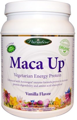 Paradise Herbs, Maca Up, Vegetarian Energy Protein, Vanilla Flavor, 14.82 oz (420 g) ,المكملات الغذائية، بروتين، الرجال، ماكا