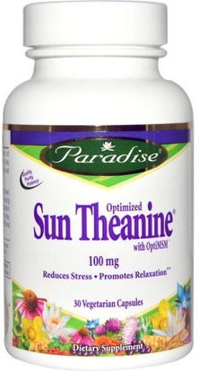 Paradise Herbs, Optimized Sun Theanine, 100 mg, 30 Veggie Caps ,المكملات الغذائية، ل الثيانين