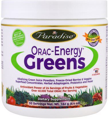 Paradise Herbs, ORAC-Energy Greens, 6.4 oz (182 g) ,المكملات الغذائية، سوبرفوودس، أوراك مضادات الأكسدة