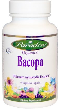 Paradise Herbs, Organics, Bacopa, 60 Veggie Caps ,الأعشاب، باكوبا (براهمي)