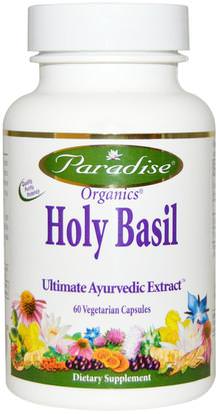 Paradise Herbs, Organics, Holy Basil, 60 Veggie Caps ,الأعشاب، الريحان المقدس، أدابتوغن