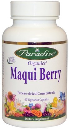 Paradise Herbs, Organics, Maqui Berry, 60 Veggie Caps ,المكملات الغذائية، مضادات الأكسدة، مقتطفات الفاكهة، ماكي