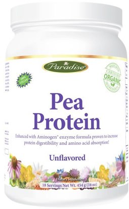 Paradise Herbs, Pea Protein, Unflavored, 16 oz (454 g) ,المكملات الغذائية، البروتين، بروتين البازلاء
