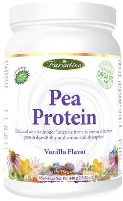 Paradise Herbs, Pea Protein, Vanilla Flavor, 15.52 oz (440 g) ,المكملات الغذائية، البروتين، بروتين البازلاء