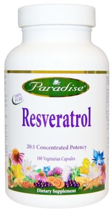 Paradise Herbs, Resveratrol, 180 Veggie Caps ,والمكملات الغذائية، ومضادات الأكسدة