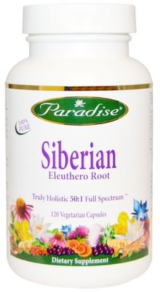 Paradise Herbs, Siberian, Eleuthero Root, 120 Veggie Caps ,المكملات الغذائية، أدابتوغين، الانفلونزا الباردة والفيروسية، الجينسنغ، إليوثيرو