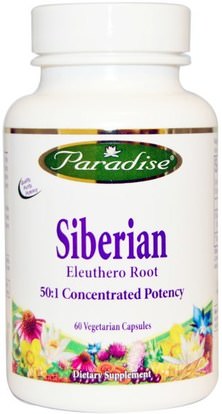 Paradise Herbs, Siberian, Eleuthero Root, 60 Veggie Caps ,الصحة، اضطراب نقص الانتباه، إضافة، أدهد، الدماغ، الذاكرة، المكملات الغذائية، أدابتوغن