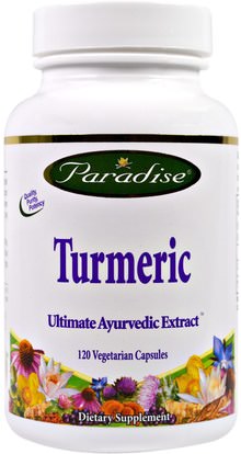 Paradise Herbs, Turmeric, 120 Veggie Caps ,المكملات الغذائية، مضادات الأكسدة، الكركمين