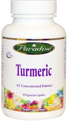 Paradise Herbs, Turmeric 4:1 Concentrated Potency, 90 Veggie Caps ,المكملات الغذائية، مضادات الأكسدة، الكركمين، الصحة، الهضم، المعدة