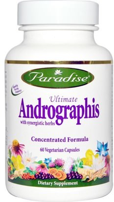 Paradise Herbs, Ultimate Andrographis, 60 Veggie Caps ,والمكملات الغذائية، والمضادات الحيوية، أندروغرافيس، والصحة، والانفلونزا الباردة والفيروسية، إلديربيري (سامبوكوس)