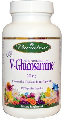 Paradise Herbs, V-Glucosamine, 750 mg, 120 Veggie Caps ,الصحة، العظام، هشاشة العظام، المكملات الغذائية، الجلوكوزامين
