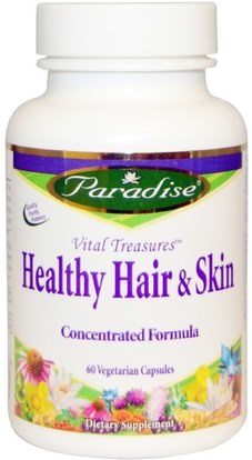 Paradise Herbs, Vital Treasures, Healthy Hair & Skin, 60 Veggie Caps ,الصحة، المرأة، الجلد، مكملات الشعر، مكملات الأظافر، ملاحق الجلد