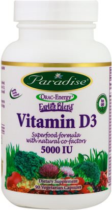 Paradise Herbs, Vitamin D3, 5000 IU, 90 Vegetarian Capsules ,الفيتامينات، فيتامين d3