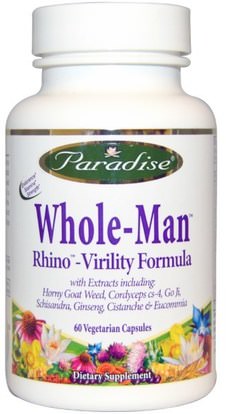 Paradise Herbs, Whole-Man, Rhino - Vitality Formula, 60 Veggie Caps ,والصحة، والطاقة