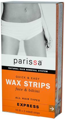 Parissa, Natural Hair Removal System, Wax Strips, Face & Bikini, 16 (8x2 Sided) Strips ,حمام، الجمال، الحلاقة، شرائط الشمع إزالة الشعر