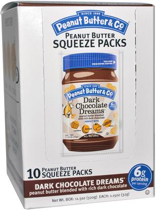 Peanut Butter & Co., Squeeze Packs, Dark Chocolate Dreams Peanut Butter, 10 Per Box, 1.15 oz (32 g) Each ,الطعام، زبدة الفول السوداني