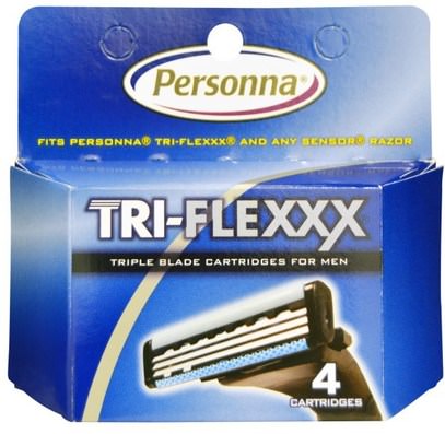 Personna Razor Blades, Tri-Flexxx, Triple Blade Cartridges for Men, 4 Cartridges ,حمام، الجمال، الحلاقة، شفرات الحلاقة
