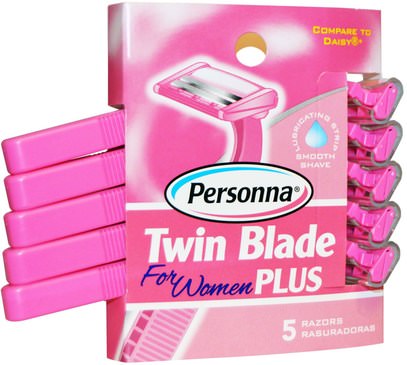 Personna Razor Blades, Twin Blade Plus, for Women, 5 Razors ,حمام، الجمال، الحلاقة، شفرات الحلاقة