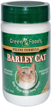 رعاية الحيوانات الأليفة، الخضر للحيوانات الاليفة، ملحق للحيوانات الاليفة Green Foods Corporation, Barley Cat, 3 oz (85 g)