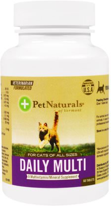 Pet Naturals of Vermont, Daily Multi, For Cats, 60 Tablets ,رعاية الحيوانات الأليفة، والحيوانات الأليفة القطط