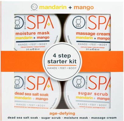 Petal Fresh, BCL Spa, 4 Step Starter Kit, Age Defying, Mandarin + Mango, 4 - 3 fl oz (85 ml) Each ,حمام، الجمال، أملاح الاستحمام، هدية مجموعات