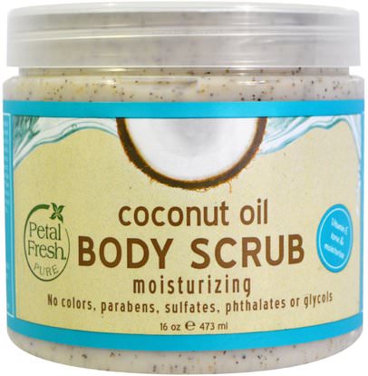 Petal Fresh, Body Scrub, Moisturizing, Coconut Oil, 16 oz (473 ml) ,حمام، الجمال، فرك الجسم