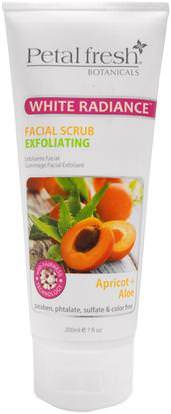 Petal Fresh, Botanicals, White Radiance Facial Scrub Exfoliating, Apricot & Aloe, 7 fl oz (200 ml) ,الجمال، تقشير الوجه، العناية بالوجه، منظفات الوجه