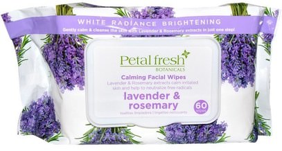 Petal Fresh, Calming Facial Wipes, Lavender & Rosemary, 60 Wipes ,الجمال، العناية بالوجه، مناديل الوجه