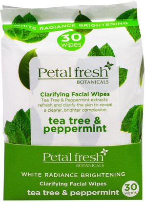 Petal Fresh, Clarifying Facial Wipes, Tea Tree & Peppermint, 30 Wipes ,الجمال، العناية بالوجه، مناديل الوجه، منظفات الوجه