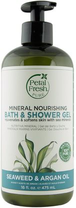 Petal Fresh, Mineral Nourishing Bath & Shower Gel, Seaweed & Argan Oil, 16 fl oz (475 ml) ,حمام، الجمال، هلام الاستحمام