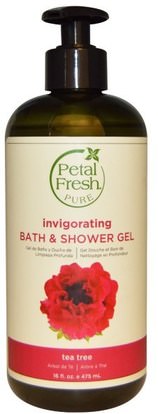 Petal Fresh, Pure, Invigorating Bath & Shower Gel, Tea Tree, 16 fl oz (475 ml) ,حمام، الجمال، هلام الاستحمام