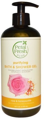 Petal Fresh, Pure, Purifying Bath & Shower Gel, Rose & Honeysuckle, 16 fl oz (475 ml) ,حمام، الجمال، هلام الاستحمام