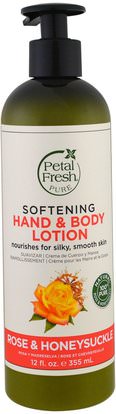 Petal Fresh, Pure, Softening Hand & Body Lotion, Rose & Honeysuckle, 12 fl oz (355 ml) ,حمام، الجمال، غسول الجسم