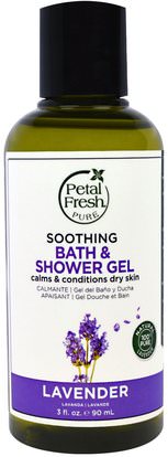 Petal Fresh, Pure, Soothing Bath & Shower Gel, Lavender, 3 fl oz (90 ml) ,حمام، الجمال، هلام الاستحمام