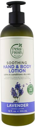 Petal Fresh, Pure, Soothing Hand & Body Lotion, Lavender, 12 fl oz (355 ml) ,الجمال، الكريمات المستحضرات، الأمصال