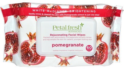 Petal Fresh, Rejuvenating Facial Wipes, Pomegranate, 60 Wipes ,الجمال، العناية بالوجه، مناديل الوجه