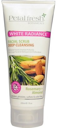 Petal Fresh, White Radiance Facial Scrub, Rosemary + Almond, 7 fl oz (200 ml) ,الجمال، العناية بالوجه، منظفات الوجه
