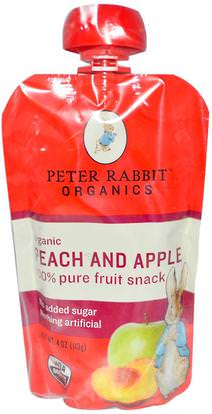 Peter Rabbit Organics, 100% Pure Fruit Snack, Peach and Apple, 4 oz (113 g) ,صحة الأطفال، أغذية الأطفال، تغذية الطفل، الغذاء